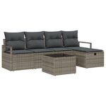 Canapé de jardin vidaXL 6 pièces avec coussins gris Poly Rattan