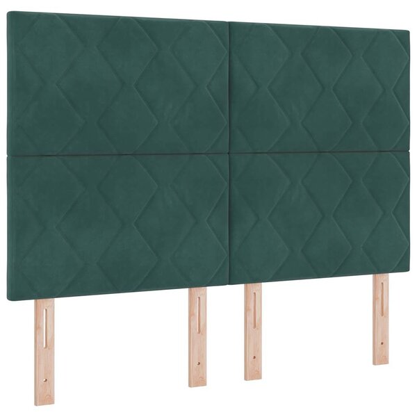 vidaXL Lit à ressorts avec matelas Vert foncé 140 x 190 cm Velours