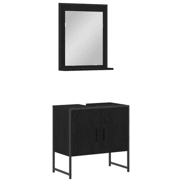 vidaXL Ensemble de mobilier de salle de bain avec stockage 2 Pièces Noir