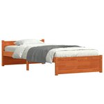 vidaXL Cadre de lit Brun cire 205.5 x 95.5 x 51 cm Pin massif