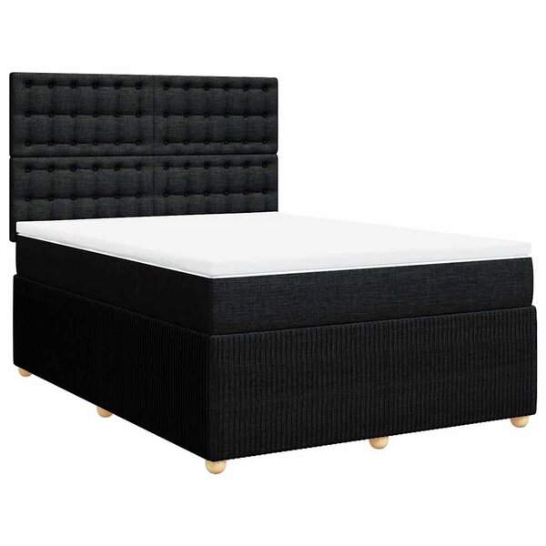 vidaXL Sommier à lattes de lit avec matelas Noir 140x190 cm Tissu