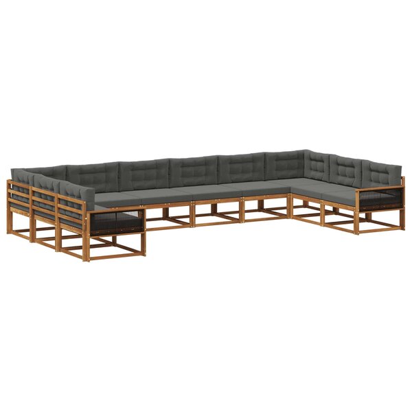 vidaXL Ensemble de canapés d'extérieur 10 pc Naturel et Anthracite