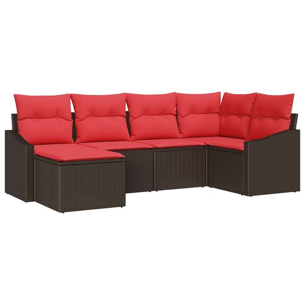 vidaXL Ensemble de Canapés avec coussin 6 Pièces Marron polyrotin