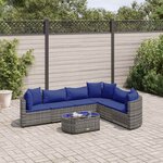 vidaXL Salon de jardin avec coussins 7 Pièces gris résine tressée