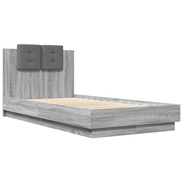 vidaXL Cadre de lit tête de lit sonoma gris 90x190 cm bois ingénierie