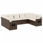 vidaXL Salon de jardin avec coussins 9 Pièces marron résine tressée