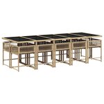 vidaXL Ensemble à manger de jardin et coussins 11 Pièces beige poly rotin