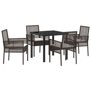 vidaXL Ensemble de salle à manger pour jardin 5 Pièces Marron polyrotin
