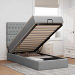 vidaXL Cadre de lit ottoman et matelas gris clair 100x200 cm tissu