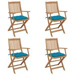 vidaXL Chaises pliables de jardin lot de 4 avec coussins Bois d'acacia