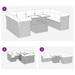 vidaXL Salon de jardin avec coussins 10 Pièces gris résine tressée