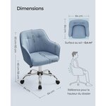 Fauteuil de bureau chaise pivotanteconfortable siège ergonomique réglable en hauteur charge 120 kg cadre enacier tissu imitation lin pour bureau bleu 12_0005884