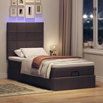 vidaXL Cadre de lit ottoman avec matelas marron foncé 100x200 cm tissu
