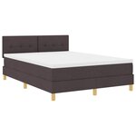 vidaXL Lit à ressort LED Marron foncé 160 x 200 cm tissu