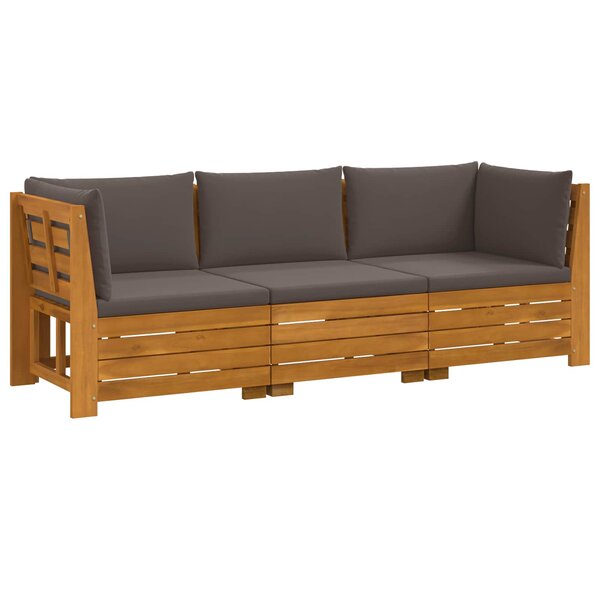 vidaXL Ensemble de canapés d'extérieur avec coussin 3 Pièce Marron