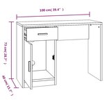 Bureau table poste de travail meuble d'ordinateur informatique étude avec tiroir et armoire brillant 100 x 40 x 73 cm blanc 02_0023450