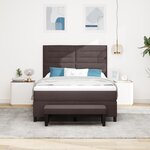 vidaXL Lit à ressort avec matelas & banc brun foncé 140x200 cm tissu