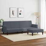vidaXL Canapé-lit à 2 places avec repose-pied gris foncé velours