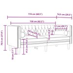 vidaXL Canapé Chesterfield avec traversins 2 places bleu velours