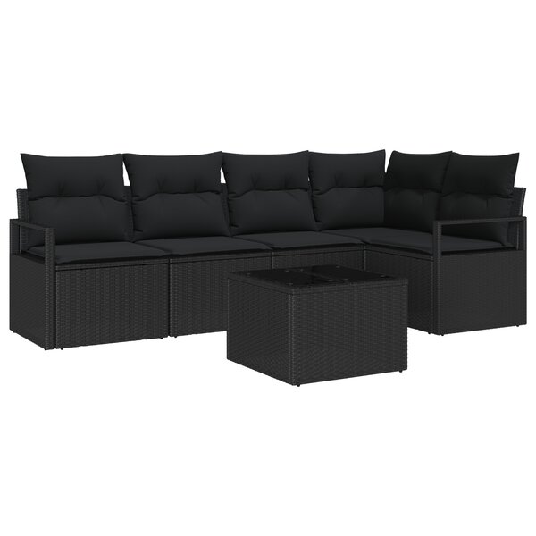 Canapé de jardin 6 pièces avec coussins beige poly rotin
