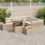 vidaXL Ensemble de canapé de jardin 9 Pièces Beige Poly rotin