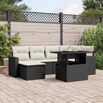 vidaXL Salon de jardin 7 Pièces avec coussins noir résine tressée