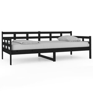 vidaXL Lit de jour sans matelas noir bois de pin massif 90x200 cm