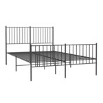 vidaXL Cadre de lit métal avec tête de lit/pied de lit noir 135x190 cm