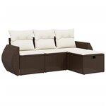 vidaXL Salon de jardin 4 Pièces avec coussins marron résine tressée