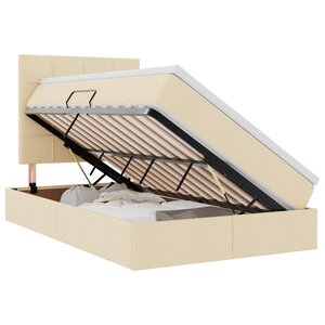 vidaXL Lit de rangement LED avec matelas Crème 120 x 190 cm Tissu
