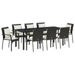 vidaXL Ensemble de salle à manger de jardin 9 pièces avec coussins Noir Poly Rattan