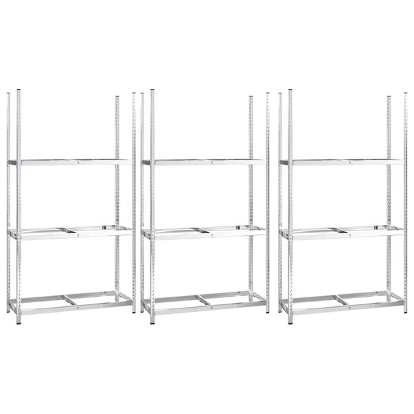 vidaXL Porte-pneus à 3 niveaux 3 Pièces Argenté 110x40x200 cm Acier