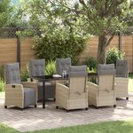 vidaXL Ensemble de jardin 7 pièces beige rattan poly