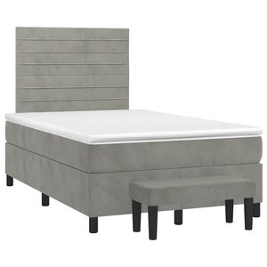 vidaXL Sommier à lattes de lit et matelas gris clair 120x190cm velours