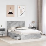 vidaXL Lit de Rangement Gris béton 150 x 200 cm Bois d'ingénierie