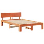 vidaXL Cadre de lit avec tête de lit Brun cire 135 x 190 cm Pin massif