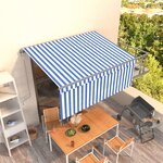 vidaXL Auvent rétractable automatique avec store 3x2 5 m Bleu et blanc