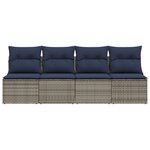 vidaXL Canapé de jardin 4 places avec coussins gris résine tressée