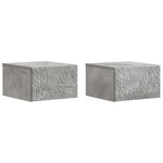 vidaXL Cabinet de chevet mural 2 Pièces Gris béton 49 x 34 5 x 20 cm