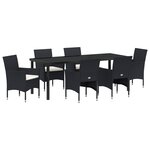 vidaXL Ensemble de Salle à Manger de Jardin 7 Pièces Noir Rotin Polyéthylène