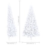 vidaXL Sapin de Noël artificiel moitié avec support blanc 210 cm PVC