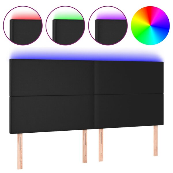 vidaXL Tête de lit à LED Noir 200x5x118/128 cm Similicuir