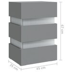 vidaXL Table de chevet à LED Gris 45x35x67 cm Bois d'ingénierie