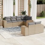 vidaXL Salon de jardin avec coussins 7 Pièces beige résine tressée