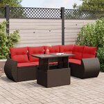 vidaXL Salon de jardin avec coussins 6Pièces marron résine tressée acacia