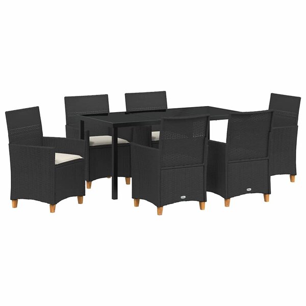 vidaXL Ensemble de salle à manger pour jardin 7 Pièces Noir polyrotin