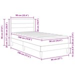 vidaXL Cadre de lit avec matelas Gris foncé 90 x 190 cm tissu