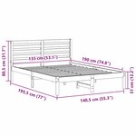 vidaXL Cadre de lit Marron cire 135 x 190 cm Bois massif en pin
