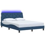 vidaXL Cadre de lit avec LED sans matelas bleu 140x190 cm tissu
