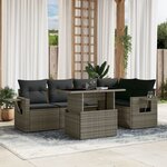 vidaXL Salon de jardin 6 Pièces avec coussins gris résine tressée
